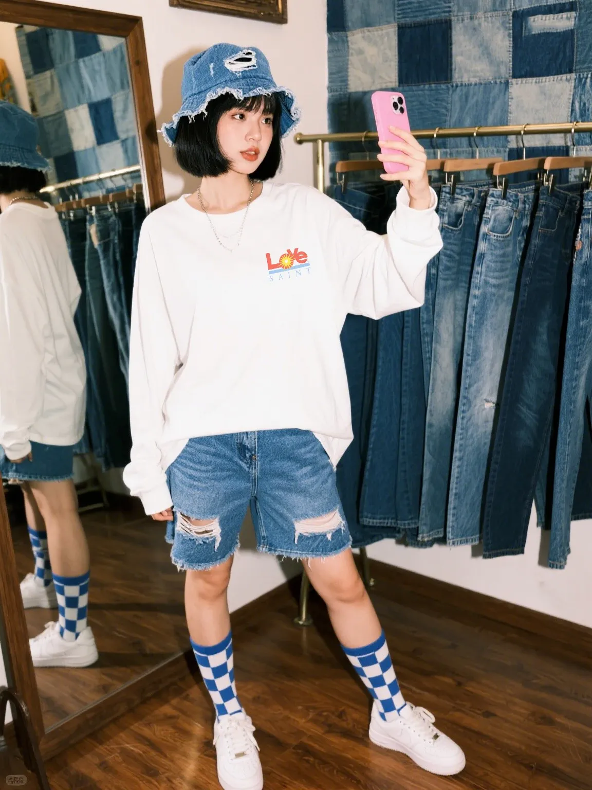 #SA82 SAINT pure cotton long-sleeved T P150 Color: White Size: S-XL